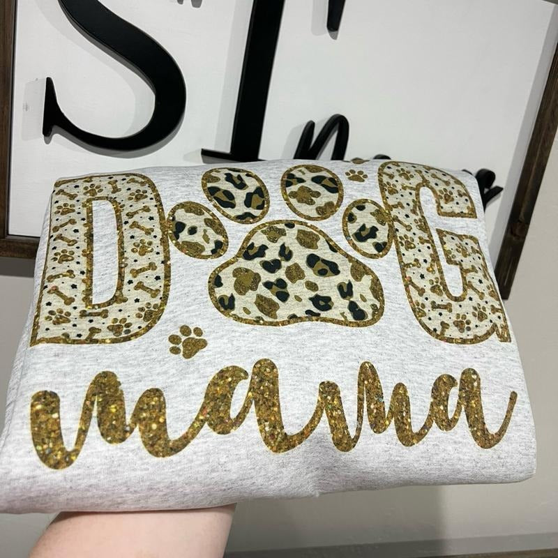 Sparkle gold Dog Mama Sweatshirt or Longsleeve or Tshirt Cotton Crewneck Sweaters cute shirts Womenswear Clothes Hoodie