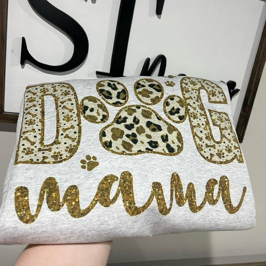 Sparkle gold Dog Mama Sweatshirt or Longsleeve or Tshirt Cotton Crewneck Sweaters cute shirts Womenswear Clothes Hoodie