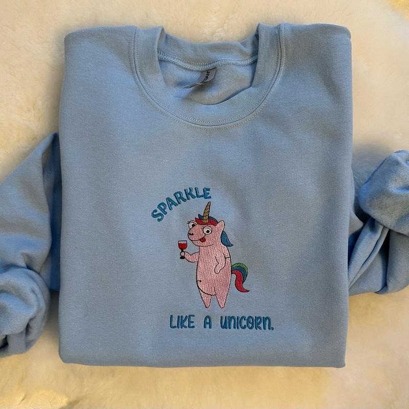 Sparkle like a unicorn Embroidered Crewneck Sweatshirt T-Shirts, Hoodie | WearSparks.com