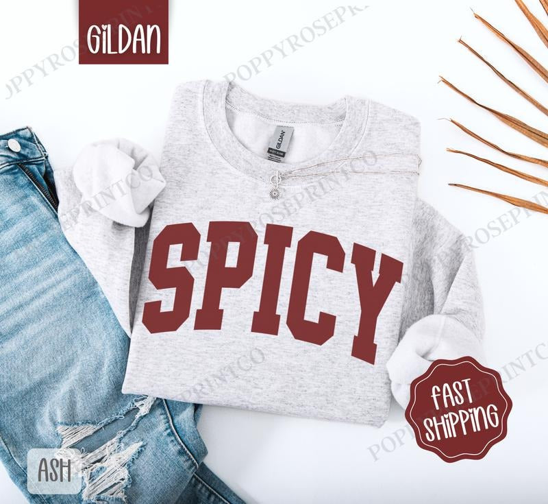 Spicy Sweatshirt, Women's Crewneck, Cute Women's Sweater T-Shirts, Hoodie | WearSparks.com