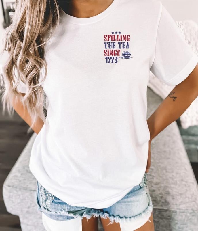 Spilling The Tea Since 1773 T Shirt Hoodie Sweater, Patriotic Pocket Shirt, Minimalist 4th Of July Tee, History Teacher...
