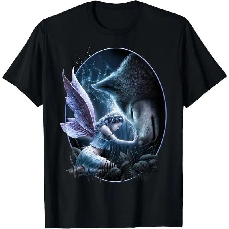 Spiral Original - Sacred Bond - Fairy and Wolf T-Shirt Made in USA Hoodie, Sweatshirt | WearSparks.com
