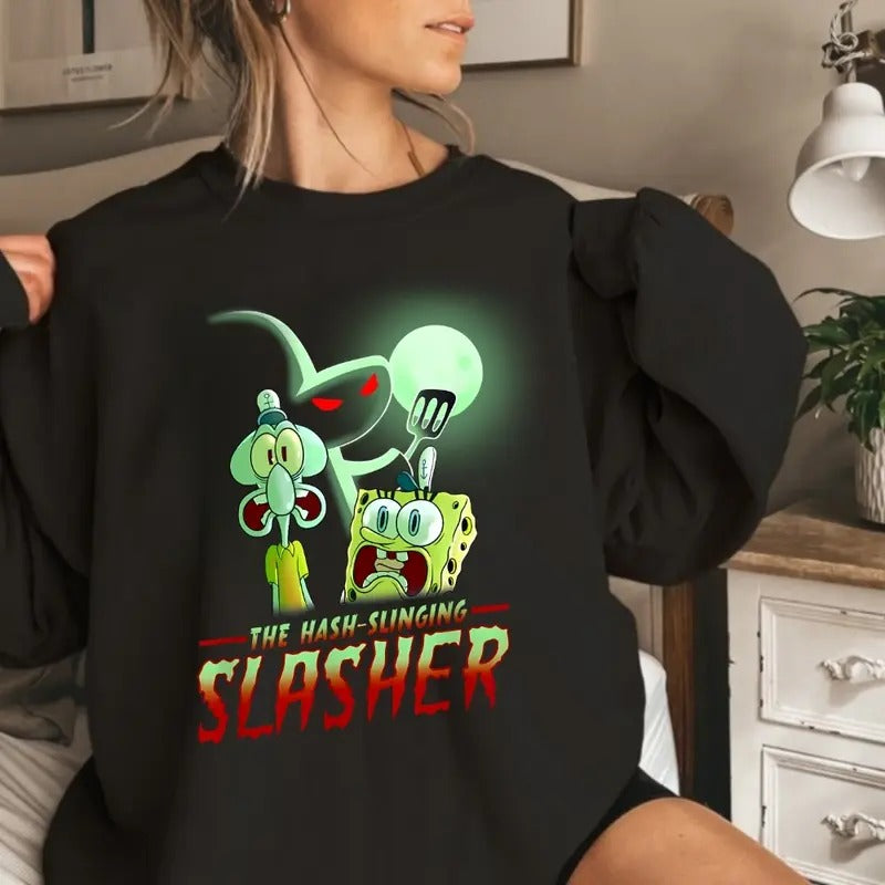 SpongeBob The Hash Slinging Slasher Spooky Funny Tee T-Shirt Hoodie, Sweatshirt | WearSparks.com