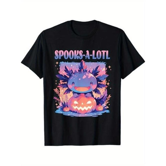 Spooks-A-Lotl Halloween Axolotl Themed T-Shirt. Suitable as a Halloween gift for people who like cute animals Made in USA...