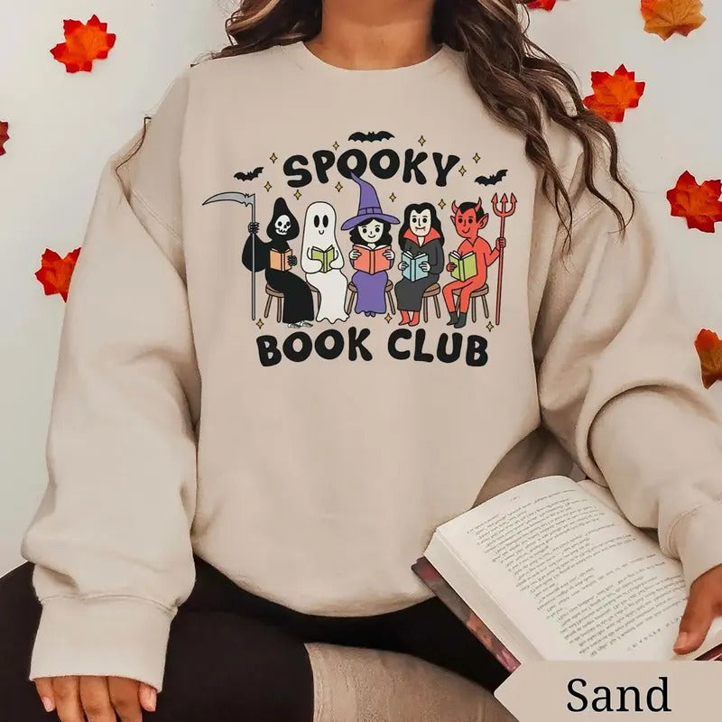 Spooky Book Club Sweatshirt, Bookish Halloween Shirt, Monsters Book Club Sweatshirt, Halloween Gift For Book Lover, Ghost...