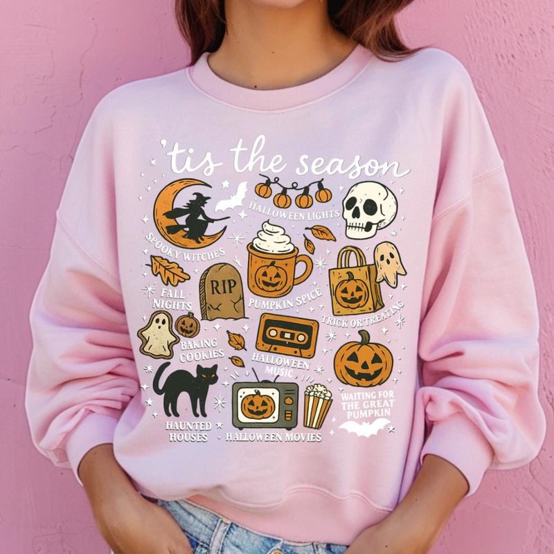 Spooky Doodles Halloween Sweatshirt ~ Unisex Apparel Relaxed Fit Printed In The USA Clothing Womenswear Casual Comfort...