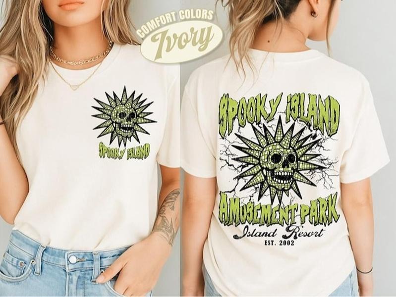 Spooky Island Shirt, Vintage Cartoon Halloween Movie, Spooky Island Disco Skull, Halloween Gift, Summer Spooky Hoodie,...