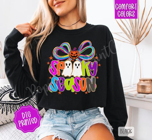 Spooky Season Comfort Colors Long Sleeve T-Shirt, Cute Women's Halloween Tee Hoodie, Sweatshirt | WearSparks.com