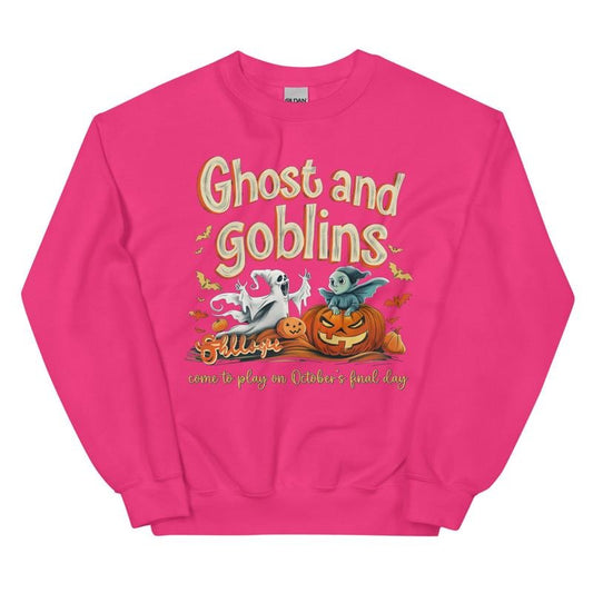 Spooky Season Crewneck, Ghosts and Goblins Sweatshirt, Spooky Season Graphic Oversized Halloween Graphic Crewneck, Cotton...