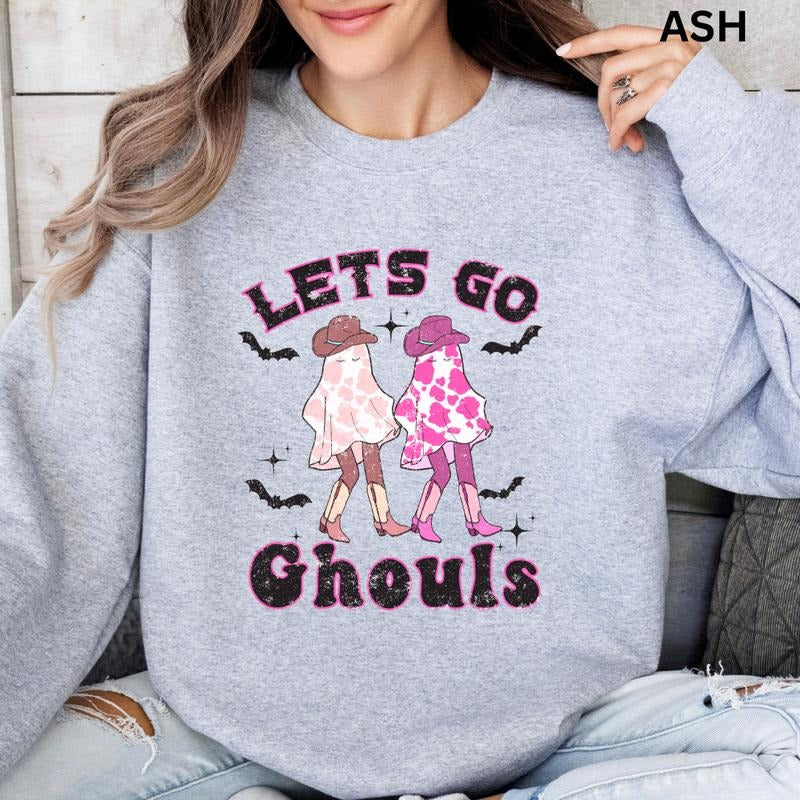 Spooky Season Crewneck, Let's go Ghouls Sweatshirt, Oversized Halloween Graphic Crewneck, Retro Halloween Crewneck,...