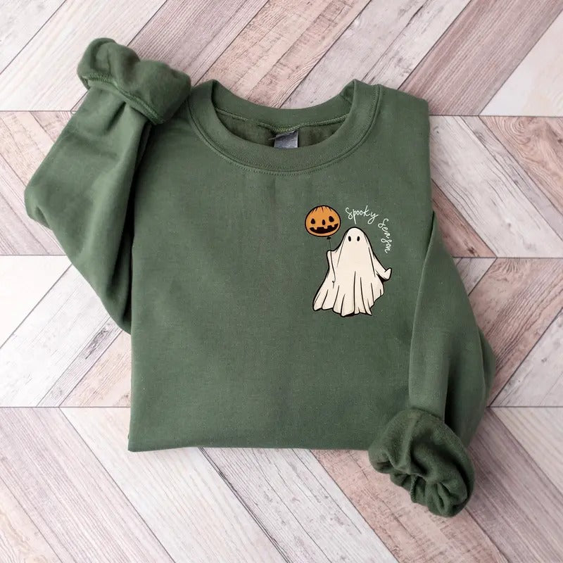 Spooky Season Ghost Pumpkin Sweatshirt, Fall Halloween Sweatshirt, Pumpkin Fall Shirt, Cute And Scary Ghost Shirt, Autumn...