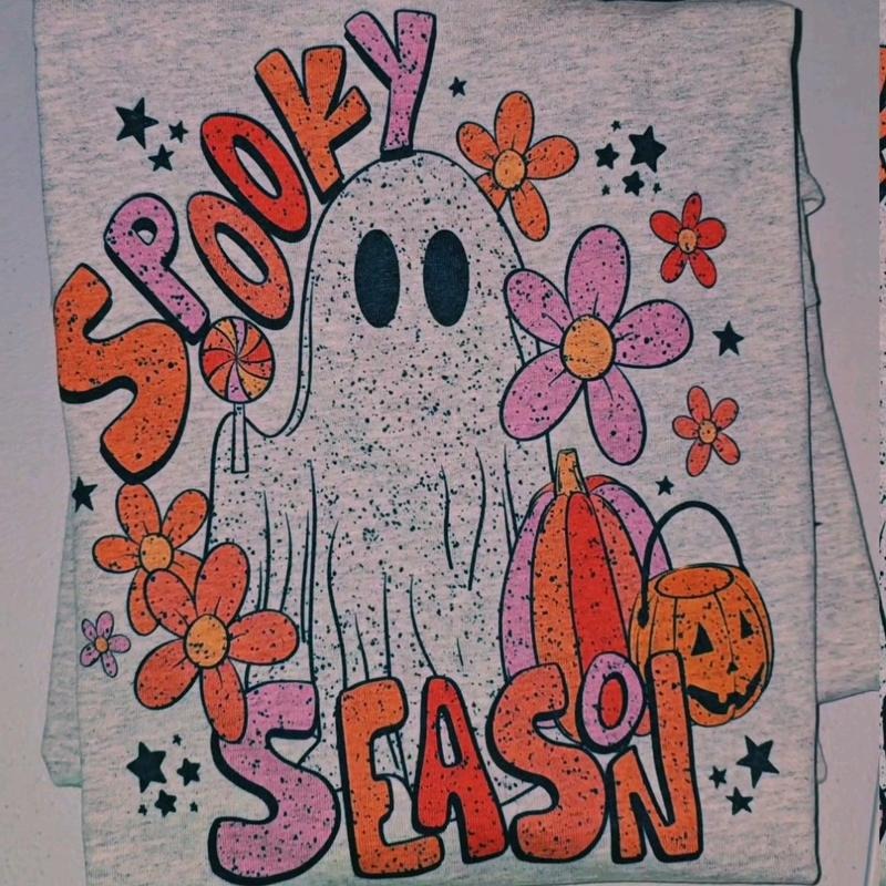 Spooky Season Ghosty with flowers Halloween Graphic Tee Hoodie, Sweatshirt | WearSparks.com