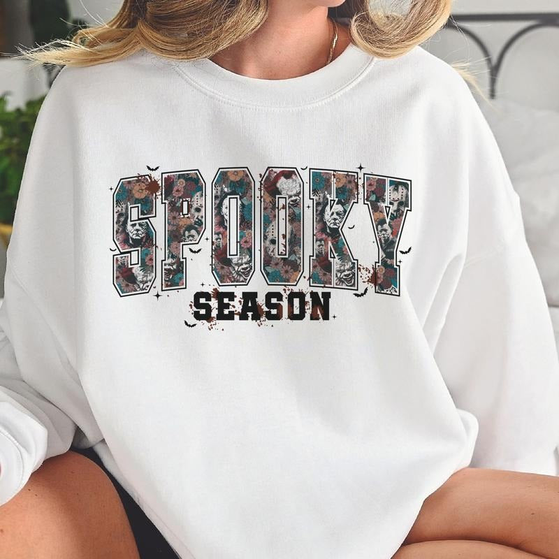 Spooky Season Sweatshirt Halloween Spooky Season Sweatshirt Horror Movie Halloween Pullover Horror Movie Spooky Season...
