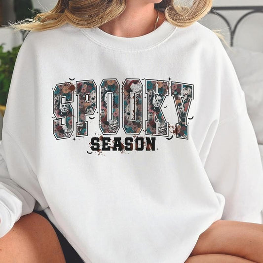 Spooky Season Sweatshirt Halloween Spooky Season Sweatshirt Horror Movie Halloween Pullover Horror Movie Spooky Season...