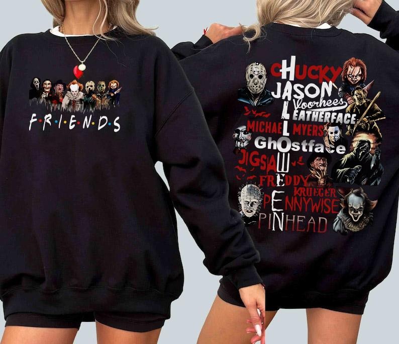Spooky Sips: Hallowwenn Charactor Horror MovieShirt | Halloween Killers Friends Movie Unisex Shirt Double Sides | Must...
