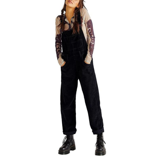 Spring Summer Overalls for Women, Solid Color Loose Fit Classic Bib Casual Stretchy Overall Jumpsuit Polyester Womenswear...