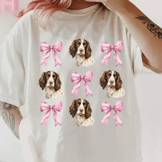Springer Spaniel bows Shirt~ Unisex Apparel Relaxed Fit Printed In The USA Clothing Womenswear Casual Comfort Cotton Top...