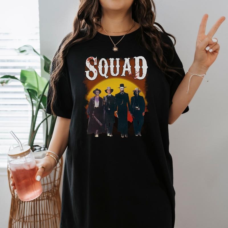 Squad Horror Character Shirt Michael Myers Jason Voorhees Freddy Krueger Fan Scream Halloween T Shirt Horror Movie Shirt...
