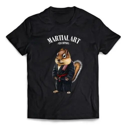 Squirrel Chipmunk Sensei in Black Judogi Karate Martial Art Champion - Short-Sleeve Unisex T-Shirt Made in USA Hoodie,...