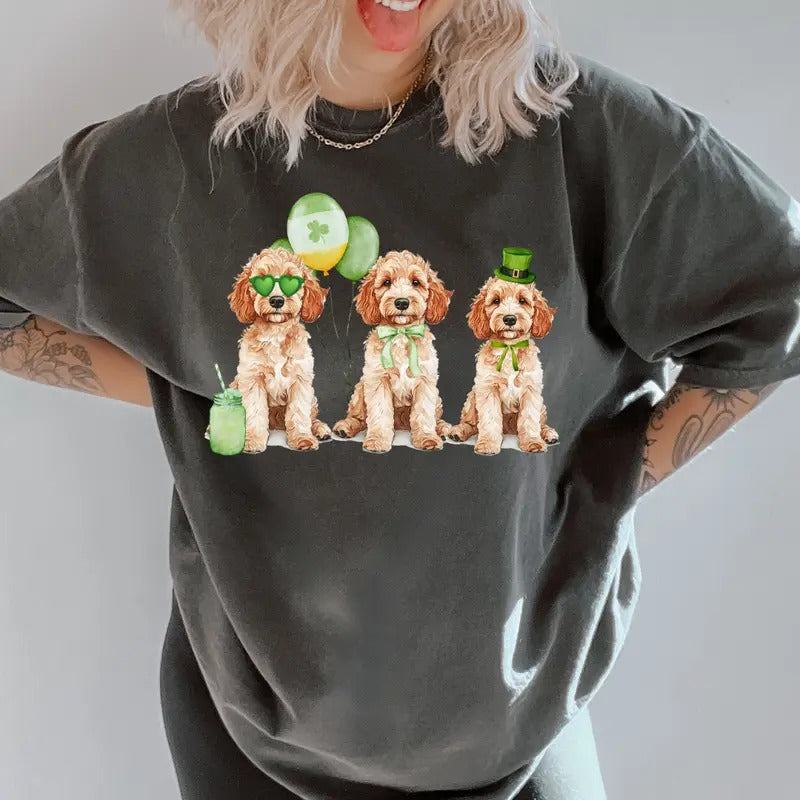 St. Patty's Day Goldendoodle Shirt ~ Unisex Apparel Relaxed Fit Printed In The USA Clothing Womenswear Casual Comfort...