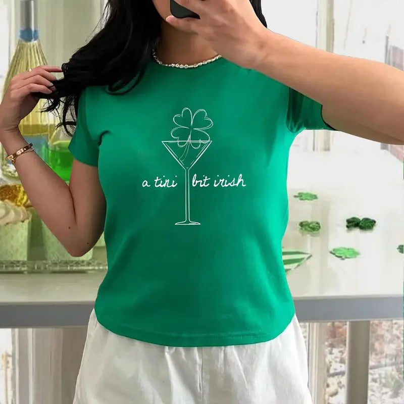 St. Patrick's Martini Irish Baby Tee, A Tini Bit Irish Baby Tee, Lucky Girl Martini Cocktail Baby Tee, Cute Green...