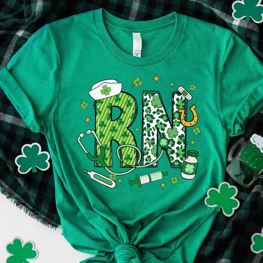 St. Patrick's Day RN T-shirt, St Pattys Registered Nurse Shirt, RN Lucky Shamrock Tee Hoodie, Sweatshirt | WearSparks.com