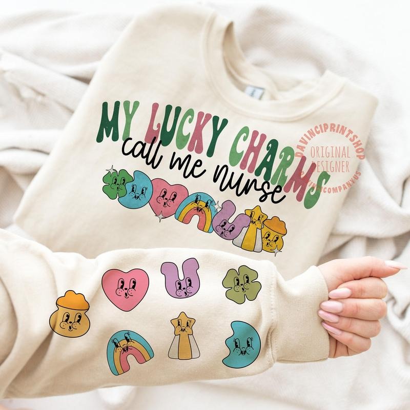 St Patrick's Day Nurse Stpatrick's Day Lucky Nurse Nurse Lucky Charms Gift For Nurse Sleeve Lucky T-Shirts, Hoodie,...