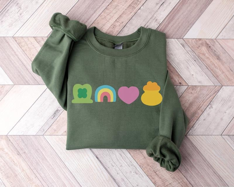 St Patrick's Day Sweatshirt, Shamrock Lucky Charm Sweatshirt, St Patricks Day Shirt, Rainbow Shamrock Shirt, Saint...