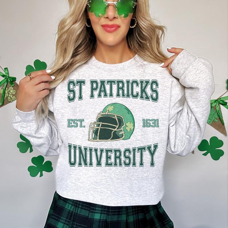 St Patrick's University St Patty's Day Lucky  Shamrock Football sweatshirt T-Shirts, Hoodie | WearSparks.com