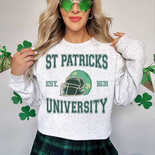 St Patrick's University St Patty's Day Lucky  Shamrock Football sweatshirt T-Shirts, Hoodie | WearSparks.com