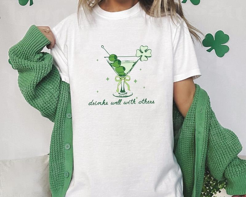 St Patricks Day Sweatshirt, Martini Cocktail St Patrick's Day Womens Tee, Irish Girl Tee, St. Pattys Day Shirt, Martini...