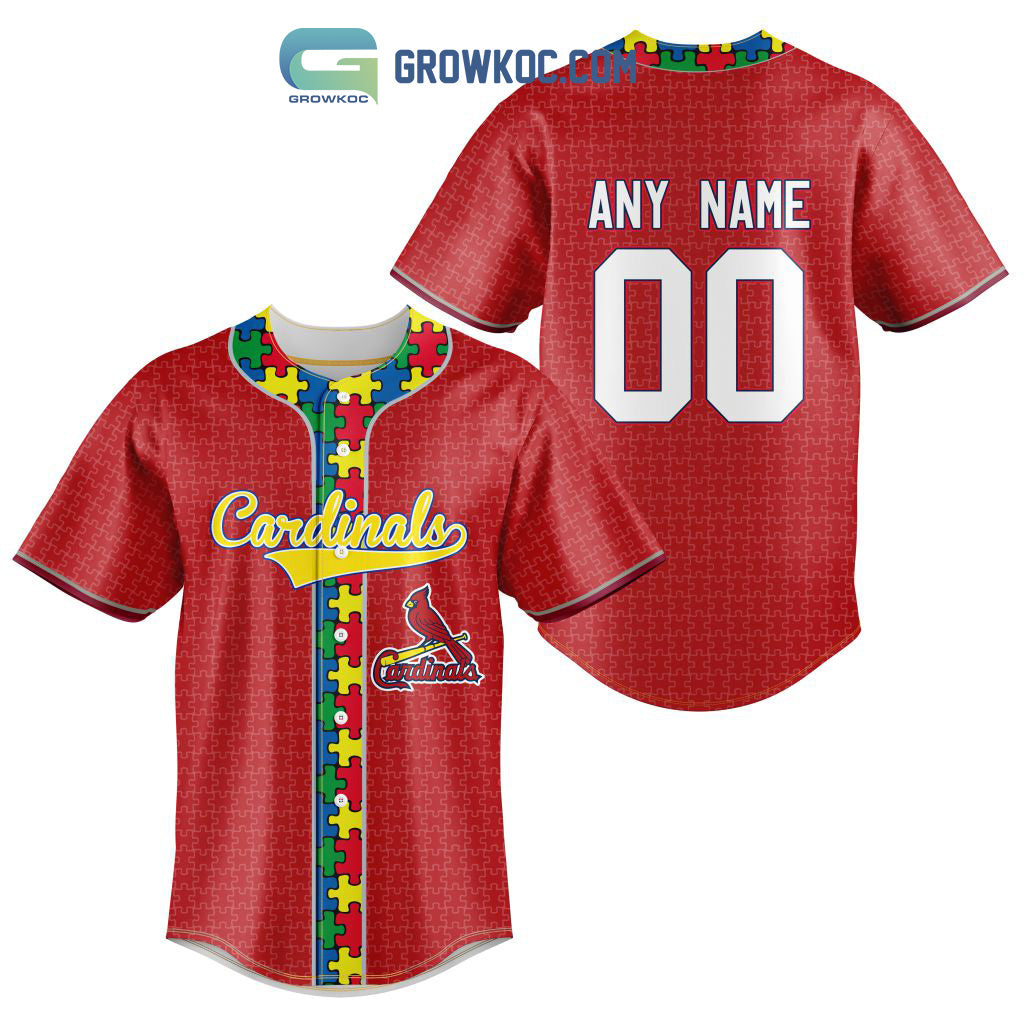 St. Louis Cardinals MLB Fearless Against Autism Personalized Baseball Jersey
