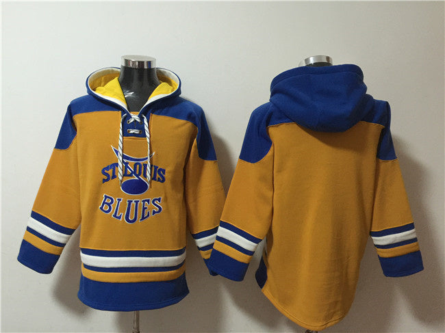St. Louis Blues Blank Yellow Ageless Must-Have Lace-Up Pullover Hoodie