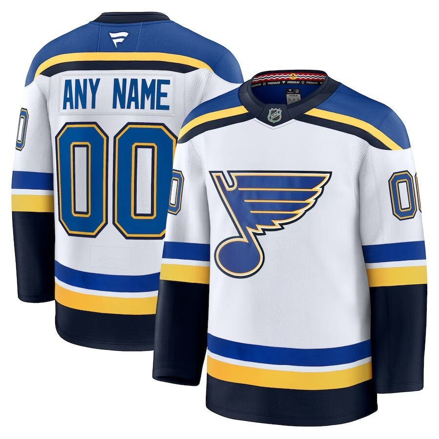 St. Louis Blues Fanatics Away Premium Custom Jersey - White Style 2