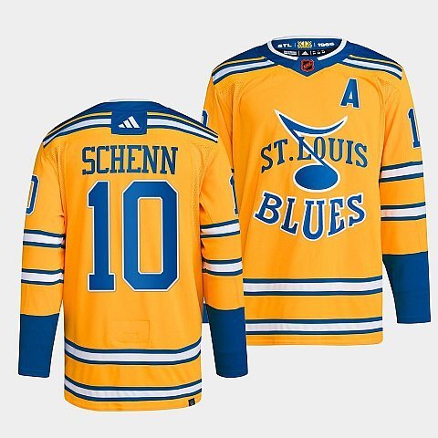 St. Louis Blues #10 brayden-schenn-yellow-2022reverse-retro-2.0-authentic-primegreen-jersey