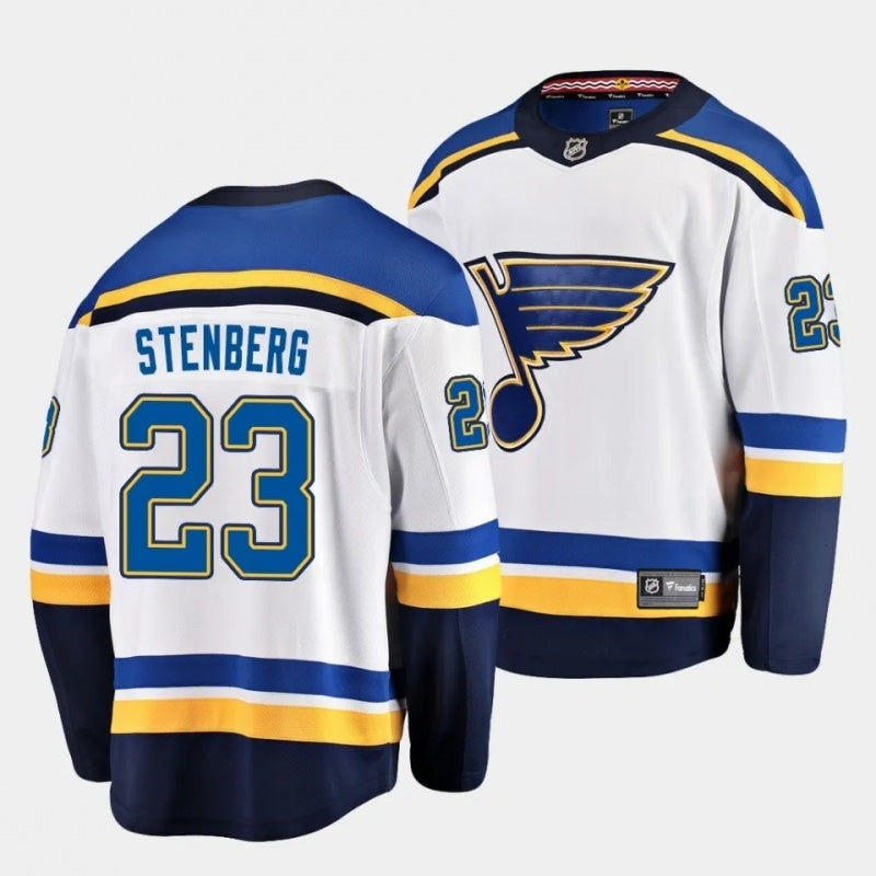 St. Louis Blues #23 otto stenberg away white jersey 2023 nhl draft