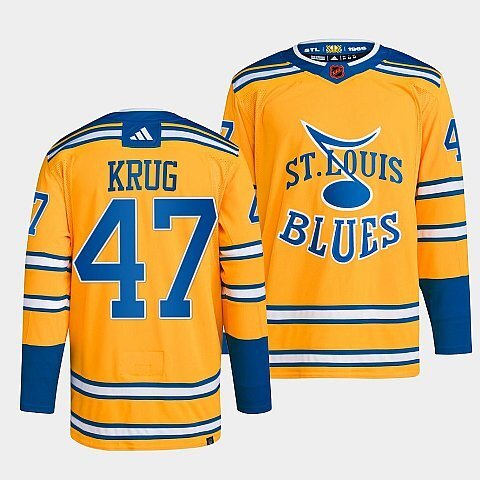 St. Louis Blues #47 torey-krug-yellow-2022reverse-retro-2.0-authentic-primegreen-jersey