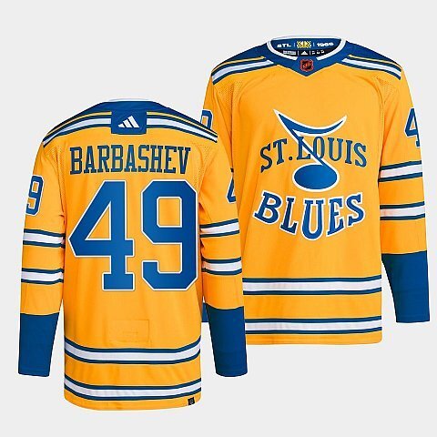 St. Louis Blues #49 ivan-barbashev-yellow-2022reverse-retro-2.0-authentic-primegreen-jersey