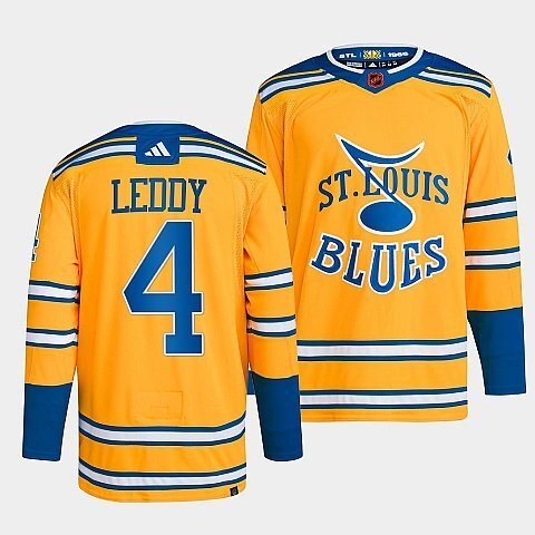 St. Louis Blues #4 nick-leddy-yellow-2022reverse-retro-2.0-authentic-primegreen-jersey