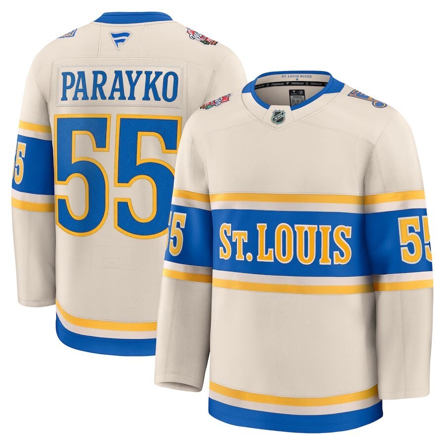 St. Louis Blues #55 Colton Parayko 2025 NHL Winter Classic Premium Player Jersey - Cream