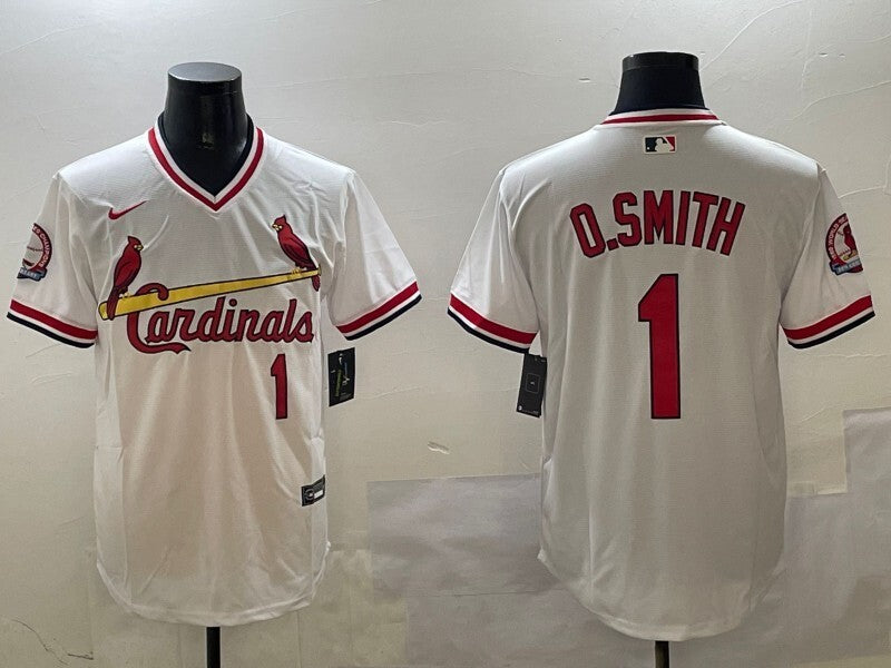 St. Louis Cardinals #1 Ozzie Smith Red Retro Adult Style 2
