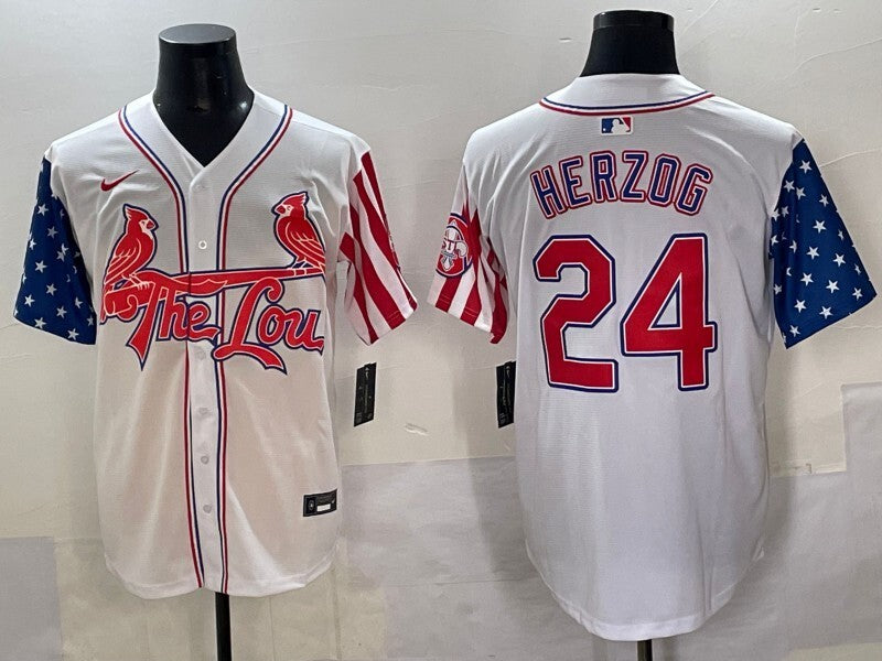 St. Louis Cardinals #24 Whitey Herzog Red Edition Adult Style 2