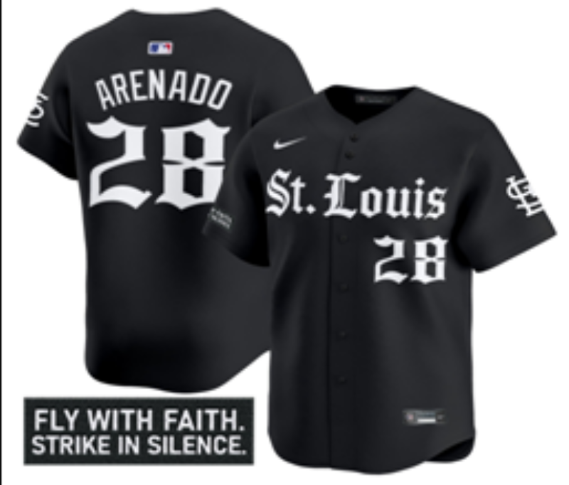 St. Louis Cardinals #28 Nolan Arenado Red Black 5 Collaboration Style 2