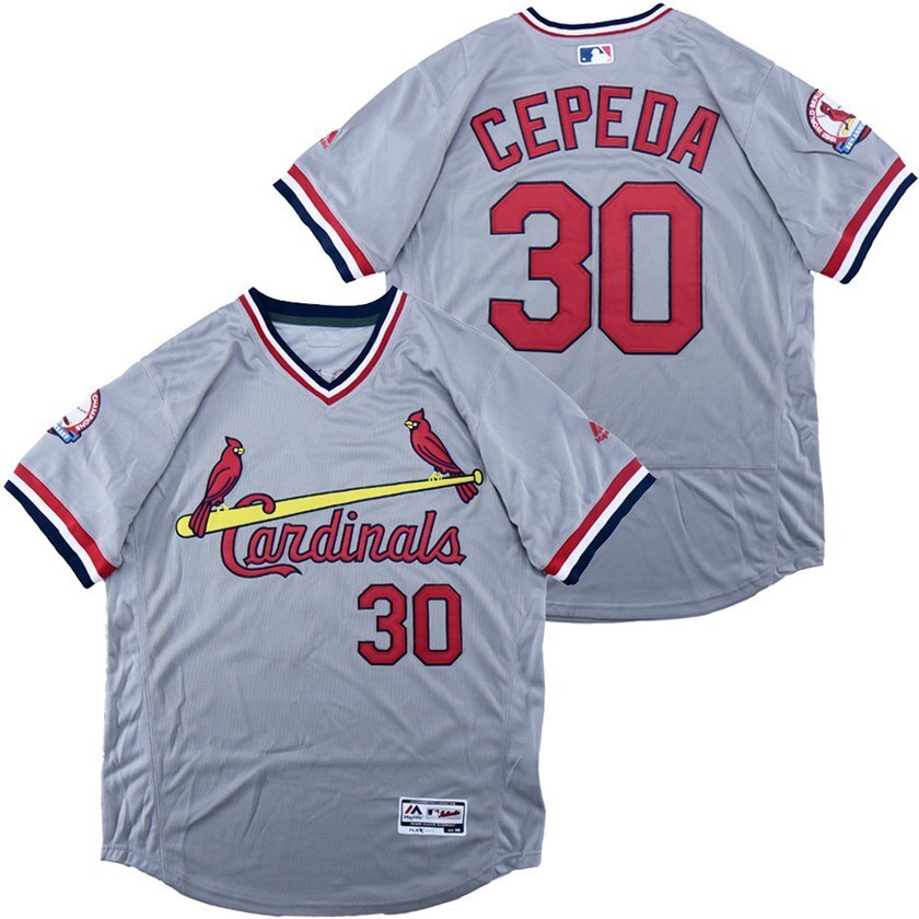 St. Louis Cardinals #30 Cepeda Cardinals 30 Gray Elite