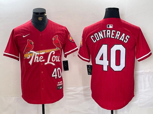 St. Louis Cardinals #40 Willson Contreras Red City Adult