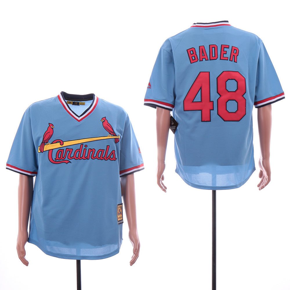 St. Louis Cardinals #48 Harrison Bader Cardinals 48 Light Blue Retro Fan