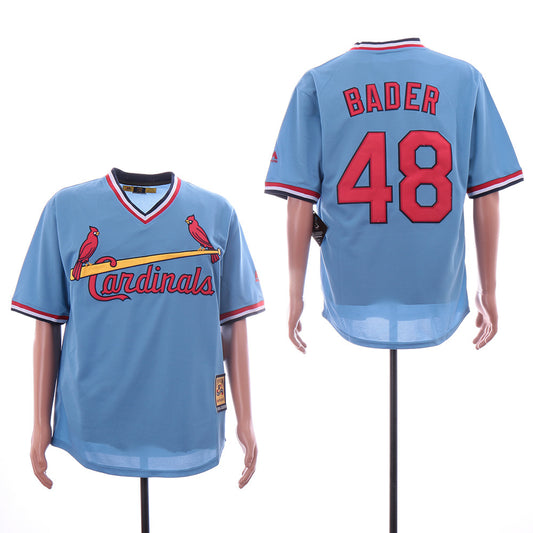 St. Louis Cardinals #48 Harrison Bader Cardinals 48 Light Blue Retro Fan