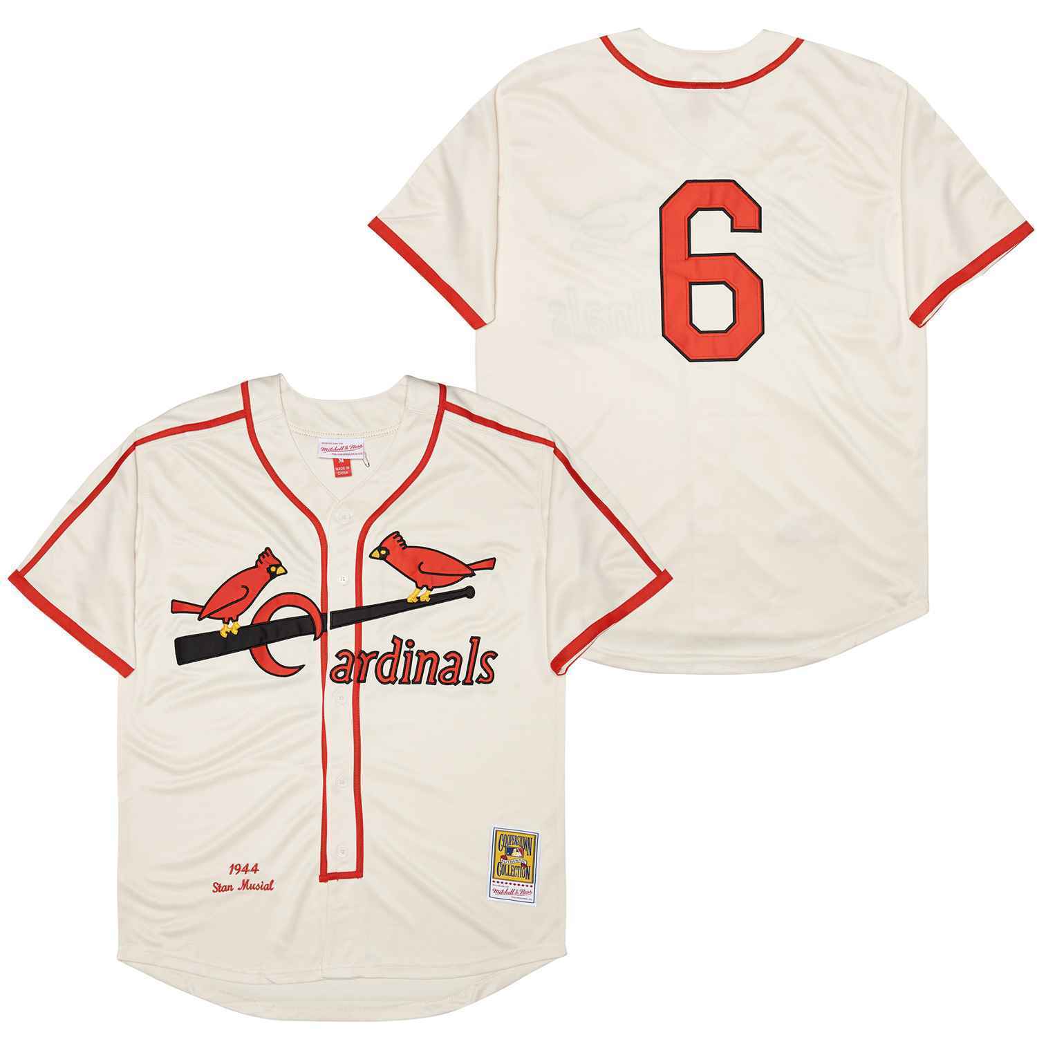 St. Louis Cardinals #6 Stan Musial Cardinals 6 Off-White 1944 Retro Style 1