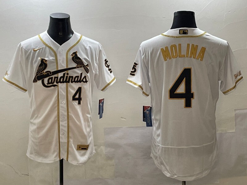 St. Louis Cardinals #4 Yadier Molina Red Gold Text .png