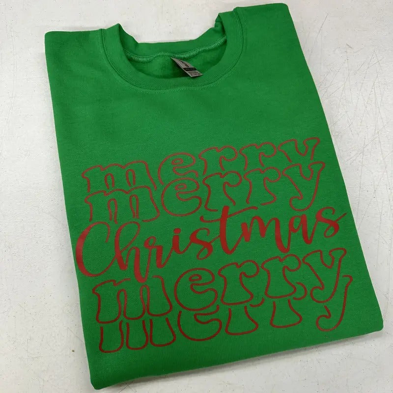 Stacked Merry Christmas Sweatshirt T-Shirts, Hoodie | WearSparks.com